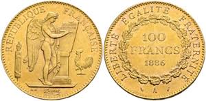 FRANKREICH - 100 Francs (32,26g) 1886 A ... 