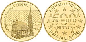 FRANKREICH - 500 Francs/75 Euro (17g) 1996 ... 