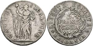 Subalpine Republik 1800-1802 - 5 Franchi ... 