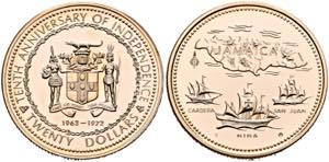 JAMAIKA - 20 Dollars (15,8g) 1972 (500f). 10 ... 