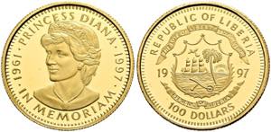 LIBERIA - 100 Dollars 1997. Prinzessin Diana ... 