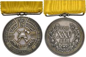 DÄNEMARK -  Silberne Feuerwehr-Medaille ... 