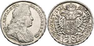 RDR - Karl VI. 1711-1740 - 1/2 Taler 1735 KB ... 