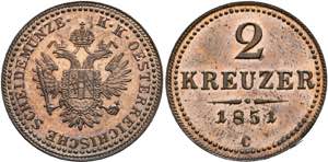 Franz Joseph 1848-1916 - 2 Kreuzer 1851 C ... 