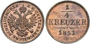 Franz Joseph 1848-1916 - 1/4 Kreuzer 1851 G ... 