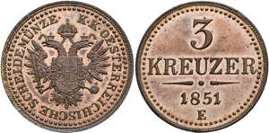 Franz Joseph 1848-1916 - 3 Kreuzer 1851 E ... 