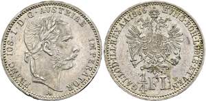 Franz Joseph 1848-1916 - 1/4 Gulden 1866 A ... 