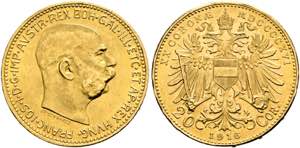 Franz Joseph 1848-1916 - 20 Kronen 1916 Wien ... 
