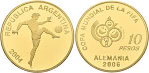 ARGENTINIEN - 10 Pesos 2004 Fussball WM ... 