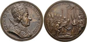 Clemens XI. 1700-1721 - AE-Medaille (39mm) ... 
