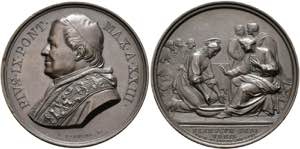 Pius IX. 1846-1878 - AE-Medaille (33mm) 1868 ... 