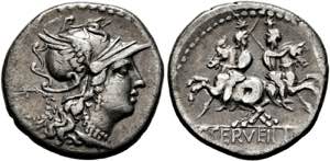 C. Servilius M.f. - Denarius (3,84 g), Roma, ... 