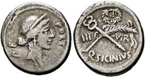 Q. Sicinius - Denarius (3,78 g), Roma, 49 v. ... 