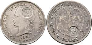 COSTA RICA - 50 Centavos 1880 mit ... 