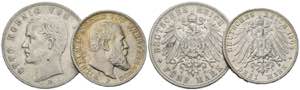Wilhelm II. 1891-1918 - Lot 2 Stück; 3 Mark ... 