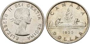 Elisabeth II. seit 1952 - Dollar 1955 mit 3 ... 
