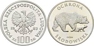 POLEN - 100 Zloty 1983 Silber PROBA ... 