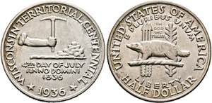 U S A - Half Dollar 1936 Wisconsin ... 