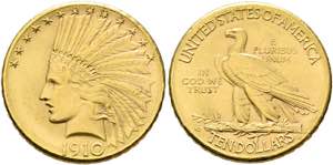 U S A - 10 Dollars (16,73g) 1910 D Denver ... 
