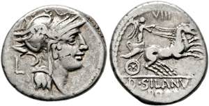 D. Iunius Silanus L.f. - Denarius (3,8g) 91 ... 