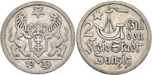 Freie Stadt Danzig - 2 Gulden 1923 leichte ... 
