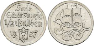 Freie Stadt Danzig - 1/2 Gulden 1927 J. D6 ... 