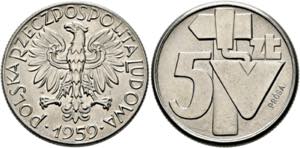Republik - 5 Zlotych 1959 PROBA Nickel-Probe ... 
