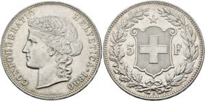 Eidgenossenschaft - 5 Franken 1890 B Bern ... 