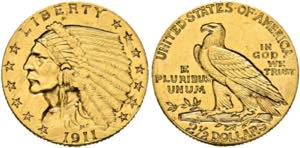 USA - 2 1/2 Dollars (4,17g) 1911 D Denver ... 