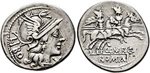 Q. Marcius Libo - Denarius (3,63 g), Roma, ... 