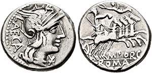 M. Porcius Laeca - Denarius (3,95 g), Roma, ... 
