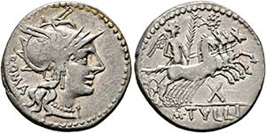 M. Tullius - Denarius (3,84 g), Roma, 120 v. ... 