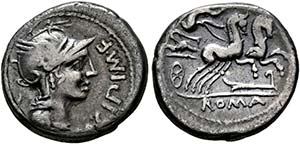 M. Cipius M.f. - Denarius (3,92 g), Roma, ... 
