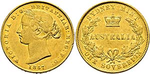 Victoria 1837-1901 - Sovereign 1857 Sydney  ... 