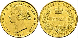 Victoria 1837-1901 - Sovereign 1866 Sydney  ... 