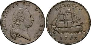 BERMUDA - Penny 1793 Segelschiff ... 