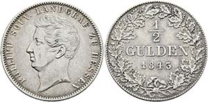 Philipp 1839-1846 - 1/2 Gulden 1843 feine ... 