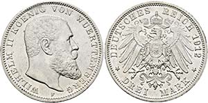 Wilhelm II. 1891-1918 - 3 Mark 1912 F  J:175 ... 