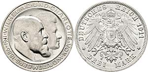 Wilhelm II. 1891-1918 - 3 Mark 1911 F auf ... 