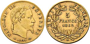 Napoleon III. 1852-1870 - 5 France (1,62g) ... 