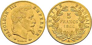 Napoleon III. 1852-1870 - 5 France (1,6g) ... 