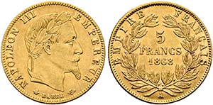 Napoleon III. 1852-1870 - 5 France (1,62g) ... 