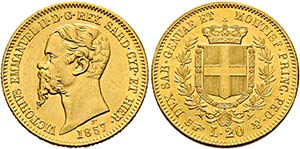 Vittorio Emanuele II. 1849-1861 - 20 Lire ... 