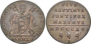 Pius VII. 1800-1823 - Baiocco 1816 AN XVI B ... 