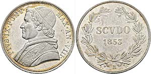 Pius IX. 1846-1848/1849-1870 - Scudo 1853 ... 