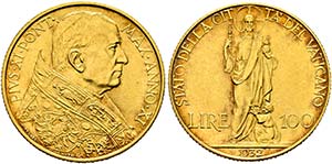 Pius XI. 1922-1939 - 100 Lire (8,8g) 1932 ... 