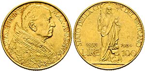 Pius XI. 1922-1939 - 100 Lire (8,81g) ... 