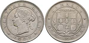 JAMAIKA - Penny 1882 kl. Randfehler  KM:17 ... 