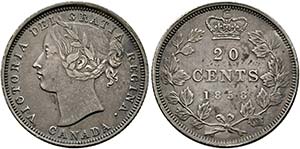 Victoria 1837-1901 - 20 Cents 1858  KM:4 ... 