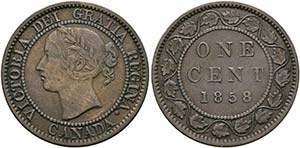 Victoria 1837-1901 - Cent 1858  KM:1 ... 